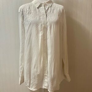 Tommy Bahama Cream Button-Up Shirt 100% Linen